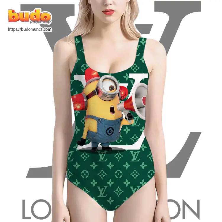 Lv feat cute minions alarm swimsuit louis vuitton gift uninque for women